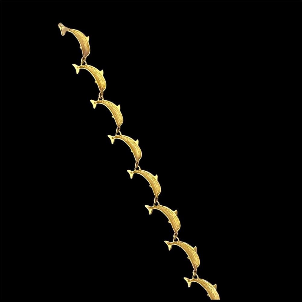 14K Gold Dolphin Link Bracelet - Picture 6 of 6